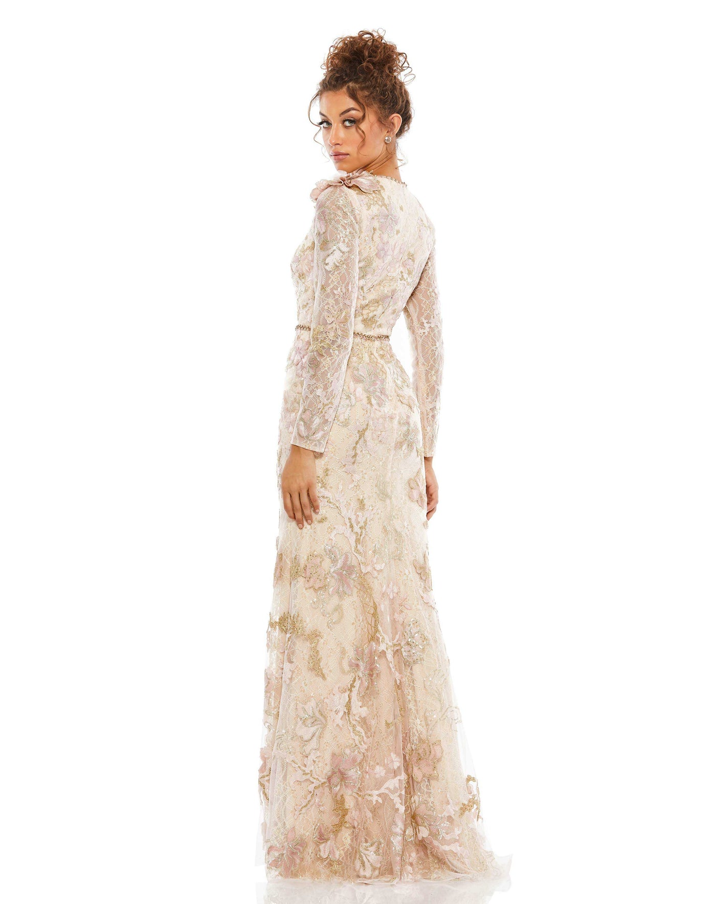 Floral Embroidered Lace Trumpet Gown ...